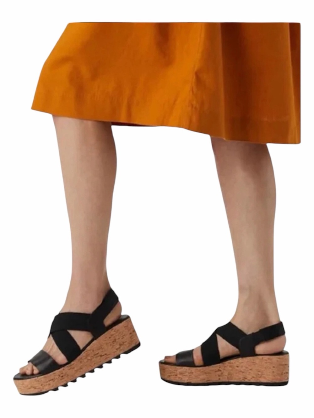 Sorel Black Cork-Style Platform Wedge Sandal - Picture 2 of 4